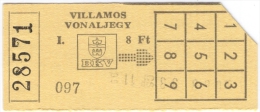 Ticket De Tramway - Villamos Vonalliegy BKV [Budapest] - 08- 1990 (I) - Europe