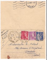 Carte Lettre 1939 Entier Postal 65c Type Paix + Compléments Cachet Les Ponts De C E Destination Asnières - Letter Cards