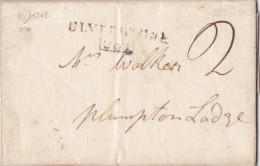 15202# GRANDE BRETAGNE LETTRE Datée De GRISDALE Obl ULVERSTONE 1816 ULVERSTON Pour PLUMPTON Au Dos NAPOLEON EMPEREUR - ...-1840 Préphilatélie