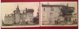 63 Puy De Dome LEZOUX Fontaine Du Pilori Et Chateau De Croptes (carte Double) (RARE) - Lezoux