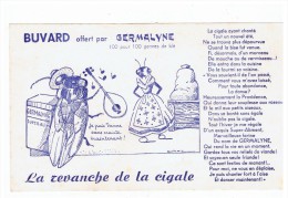 Buvard  Publicitaire 12.5 Cm  X  21.5 Cm  Germalyne     La Cigale Et  La  Fourmie - Agriculture