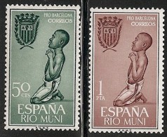 RIO MUNI-1963-ED. 40 A 41 COMPLETA -AYUDA A BARCELONA-NUEVO SIN FIJASELLOS-MNH - Rio Muni