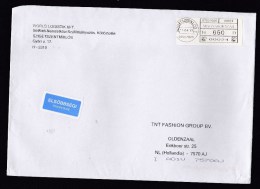 Hungary: Cover To Netherlands, 2013, ATM Machine Label, Priority Label (traces Of Use) - Covers & Documents