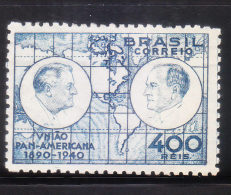 Brazil 1940 Pan American Union 50th Anniversary Mint Hinged - Nuevos