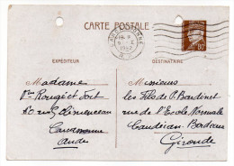 CP Pétain--Type Lemagny 80c Brun-rouge Sur N°CP 383-cachet Mécanique CARCASSONNE RP  Du 9-1-1942----- - Standard Postcards & Stamped On Demand (before 1995)
