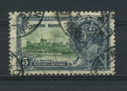 HONG  KONG   1935   Silver  Wedding   5c  Green  And  Indigo  ( Heavy Postmark )     USED - Usati