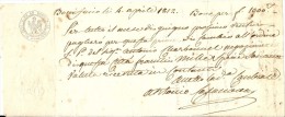 BONIFACCIO . CORSE . CHEQUE DE 1812 - Chèques & Chèques De Voyage