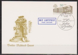 DDR Ganzsache 1987 MiNr. P 98 Ungelaufen Luftpost Sonderstempel ( D 1126 ) - Postkarten - Ungebraucht