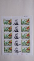 Polynésie : Feuille Entière Neuve  De 5 Paires  Avec Vignette  N° 473 A - Unused Stamps