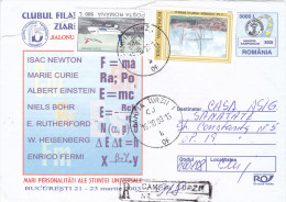 STERIADI PAYNTINGS STAMPS ON STATIONERY COVER,EINSTEIN,TUTHERFORD,FERMI,2003 ROMANIA - Lettres & Documents