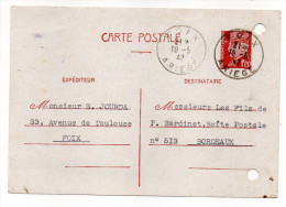 CP Pétain--Type Lemagny 1f20  Brun-rouge Sur CP -cachet Manuel  FOIX--09  Du  19-5-1942-- - Cartes Postales Types Et TSC (avant 1995)