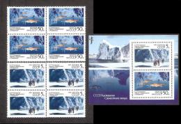 Polar Philately 1990 USSR MNH  2 Stamps Blocks Of 4 + Sheet Mi 6095-96 BL 213 USSR-Australian Co-operation In Antarctica - Programas De Investigación