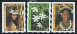 French Polynesia      "Tiare Flowers"         Set     SC# 552-54     MNH** - Ongebruikt