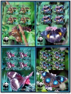AITUTAKI 2008 - Faune En Danger, Papillons, Wwf - 4 Feuillets De 4v Neufs // Mnh - Aitutaki
