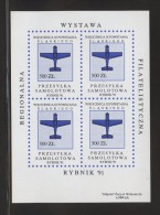 POLAND 1991 RYBNIK FLIGHT POST STAMP SHEETLET NHM SCARCE AIRCRAFT PLANE - Unused Stamps