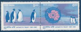 INDIA 1991 Antarctic Treaty 1961-1991, Set Of 2v** MNH - Antarctic Treaty