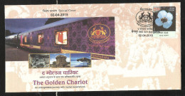 INDIA, 2015, SPECIAL COVER,   The Golden Chariot  Luxury Train, Railways, Stamp, Blue Poppy Flower, Bangalore  Cancelled - Storia Postale