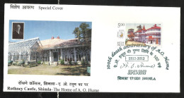 INDIA, 2013,SPECIAL COVER,Rothney Castle,  A. O. Hume, 100th Death Anniv, 2012, Founder Of Indian National Congress, - Cartas & Documentos