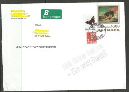 DENMARK Dänemark 2015 Letter To Estonia Butterfly Admiral Mi 1051 (1993) Kunst Michel 820 (1984) - Covers & Documents