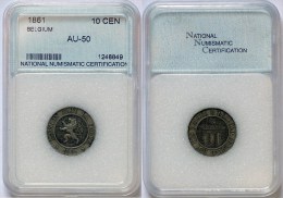 Belgium Leopold I 10 Cent 1861 -NNC AU-50 - 10 Cents