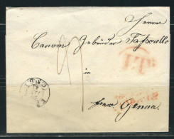 SUISSE 1843 Marque Postale Taxée De Ebnat Pour Génes - ...-1845 Prephilately