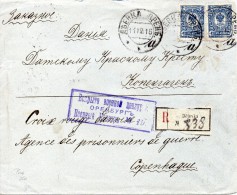RUSSIE LETTRE RECOMMANDEE POUR LE DANEMARK 1915 - Storia Postale
