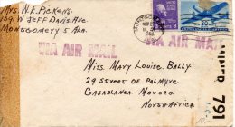 USA Luftpostbrief MONTGOMERY - CASABLANCA 1943 Mit Amerik. ZENSUR - 2c. 1941-1960 Lettres