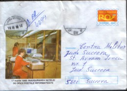 Romania - Postal Stationery Cover 1998 Used - Inauguration Network Of Post Offices, Computerized - Computers