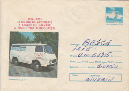 25422- FIRST AID, AMBULANCE SERVICE, COVER STATIONERY, 1981, ROMANIA - Secourisme