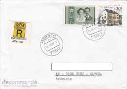 25489- DUKE JEAN AND DUCHESS JOSEPHINE CHARLOTTE, BETRANGE HOUSE, STAMPS ON REGISTERED COVER, 1997, LUXEMBOURG - Covers & Documents