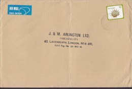 New Zealand AIR MAIL Par Avion Label LINGTON 1980? Cover Brief ENGLAND Single $2 Shell Meeresschnecke "Circular Saw" - Luftpost