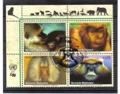 XIO195 UNO WIEN  2007  MICHL  485/88 VIERERBLOCK GEFÄHRTERTE ARTEN   Used/gestempelt - Used Stamps