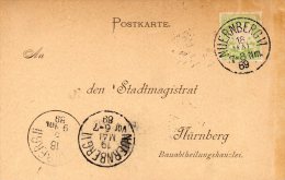 BAYERN MiNr 54 B Als EF Auf Eigentlich Portofreier Karte An Den StaDTMAGISTRAT Nürnberg - Storia Postale