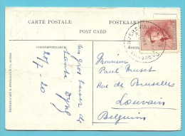 168 Op Kaart "Compagnie Belge Maritime Du Congo" Met Stempel PAQUEBOT  ANVERSVILLE COURRIER DE HAUTE MER - 1919-1920 Roi Casqué