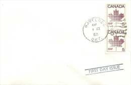 1982   5 Cents Stylized Maple Leaf From Booklet Sc 940 Pair  Very Rare FDC - 1981-1990