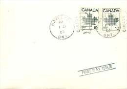 1982   10 Cents Stylized Maple Leaf From Booklet Sc 944 Pair  Very Rare FDC - 1981-1990
