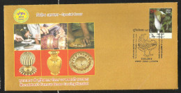 INDIA, 2014, SPECIAL COVER UPHILEX, Brass Carving, Hand, Art Moradabad, Pottery, Handicraft ,Peacock, Lucknow Cancelled - Cartas & Documentos