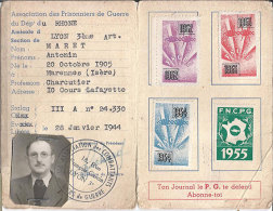 Carte Association Des Prisonniers De Guerre Du Rhone Et Ses 14  De 1952 à 1965 Vignettes Dos Scanné Franco Port Europe - Military Heritage