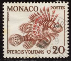 Monaco - Oblitéré - Charnière  Y&T 1960 N° 542 Pterois Volitans Rascasse Volante 20c Brun Et Grenat - Gebraucht