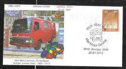 INDIA, 2013, SPECIAL COVER,  Ampex Mail Motor Service, Ahmedabad, Postal Service, Ahmedabad Cancelled - Lettres & Documents