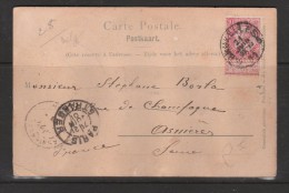 BELGIQUE CARTE POSTALE A DESTINATION DE LA FRANCE CACHET DU 21/6/1901 CACHET PARIS ETRANGER DU MÊME JOUR - Otros & Sin Clasificación