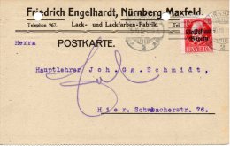 BY: Ortspostkarte Von NÜRNBERG 25.10.19 Mit 119 IIA Als EF - Storia Postale