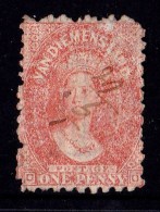 Tasmania 1864 - 1869 1d Brick Red P10 Double-Lined Numeral Used - Gebruikt