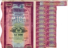 Romania, 5.000 Lei 1937, Lot Of 4 Bond Certificates With Coupons & Receipts - "Mica" Mining Company - M - O