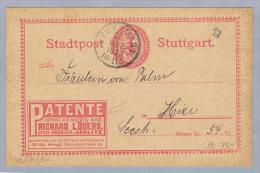 DR Privatpost Stuttgart 1899-03-28 Werbung Patente - Postes Privées & Locales