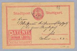 DR Privatpost Stuttgart 1899-06-24 GS Patente - Private & Lokale Post