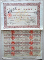 France, 1919, Pecheries A Vapeurs - Bond Certificate & Coupons, 100 Francs - P - R