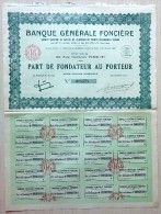 France, 1928, Banque Generale Fonciere - Bond Certificate & Coupons, 500 Francs - A - C