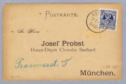 DR Privatpost München 1896-11-03 Chocolat Suchard - Private & Lokale Post