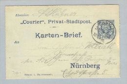 DR Privatpost Nürnberg 1897-08-30 Ganzsache - Private & Local Mails